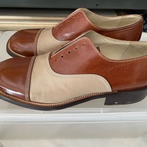 MAREUOMO Men’s Italian Leather Dress/Formal Shoes (Brown/Beige) - 41.5 EU